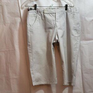 Exhilaration, Not Worn, Grey and White Stiped Pedal Pushers, Size 15